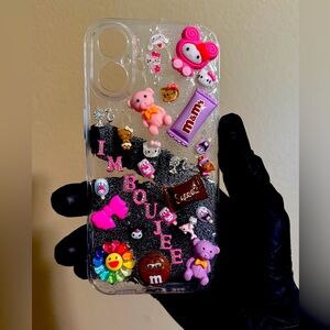 Decorative Glitter Phone Case with Charms